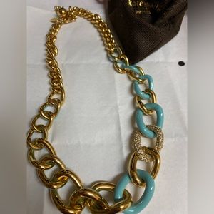 Kate spade gold tone rhinestones & enamel curb link necklace
